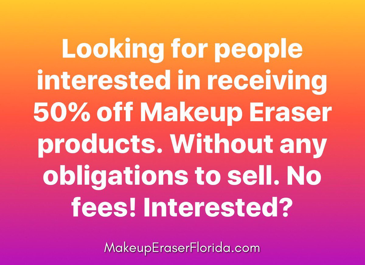 makeuperaserfl's tweet photo. #nofees #noobligations #discounts #checkitout #dontmissout #treatyourself #pamperyourskin https://t.co/EMB1T9Dmku