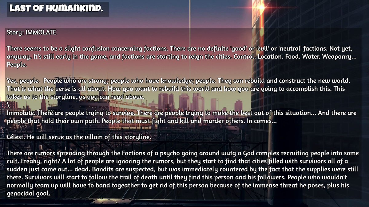 LastOfHumankind's tweet image. UPDAAAAAAAAAAAAAAAAATE!

STORYLINE!