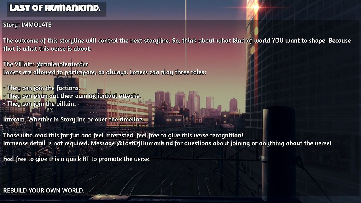 LastOfHumankind's tweet image. UPDAAAAAAAAAAAAAAAAATE!

STORYLINE!