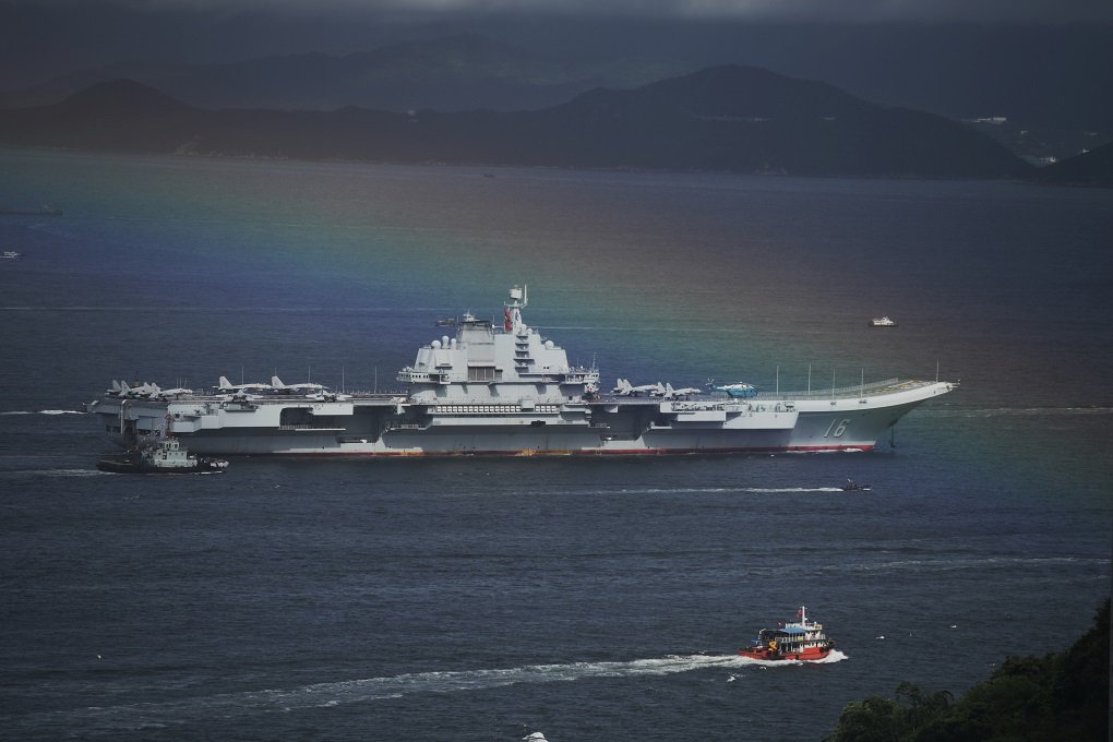 XHNews's tweet photo. Chinese naval formation including aircraft carrier Liaoning arrives in #HongKong as part of celebrations of #HKSAR20 https://t.co/Da8I2a8v0H