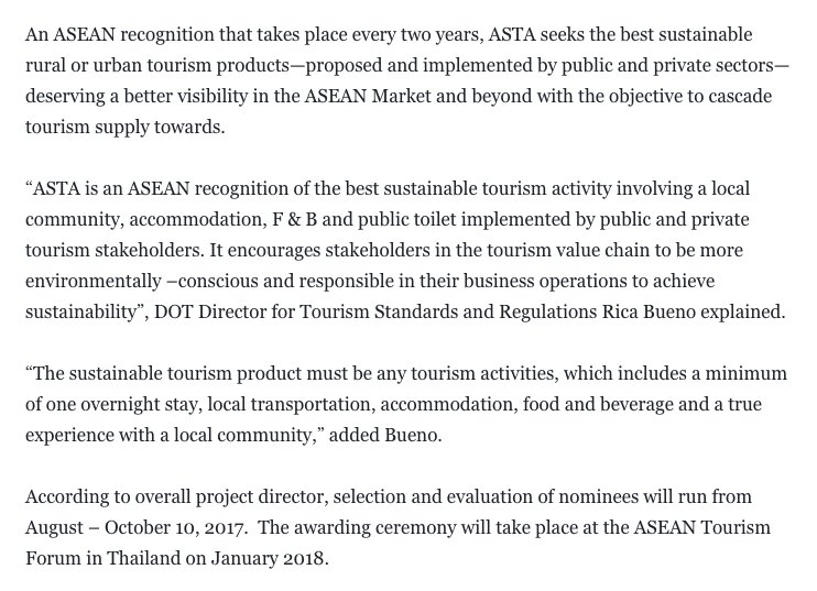 TourismPHL's tweet photo. MEDIA RELEASE @TourismPHL eyes #ASEAN #sustainabletourism product #ASTA2017 #ItsMoreFunInThePhilippines https://t.co/bHsH402ArC