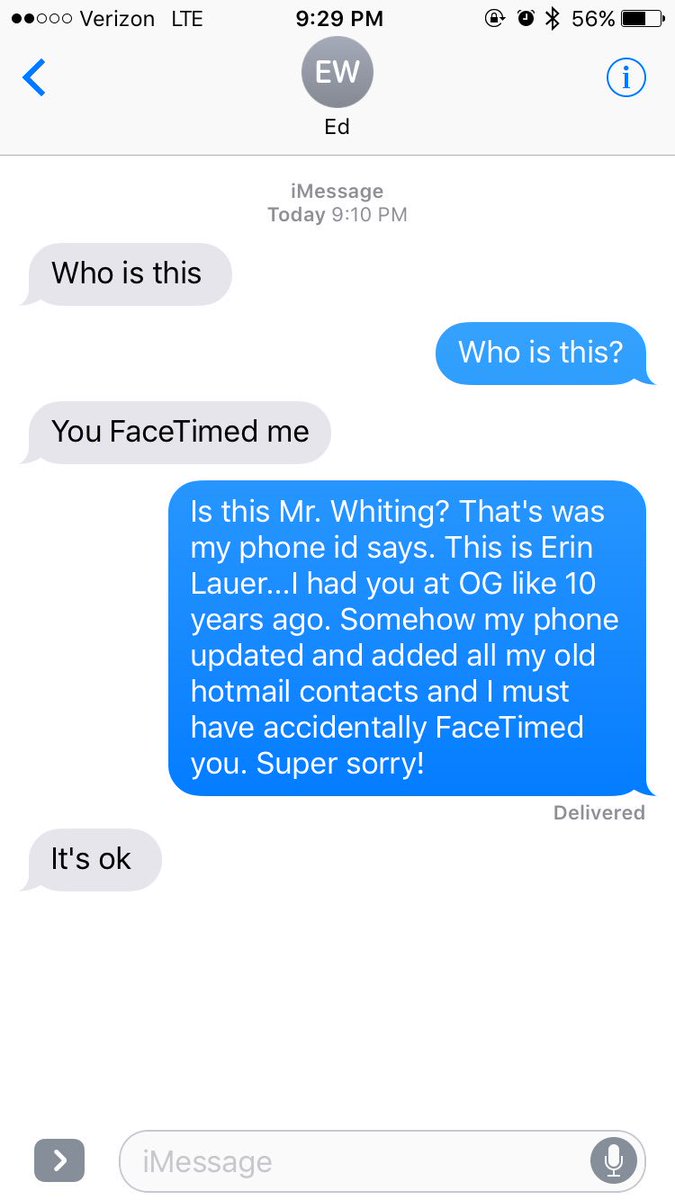 EKL622's tweet photo. Accidentally FaceTimed my high school Psychology teacher. Ten years ago I would have diiiied. Now, it's just hilarious. 😳😂 (also, *what) https://t.co/gpIoUwQKLV