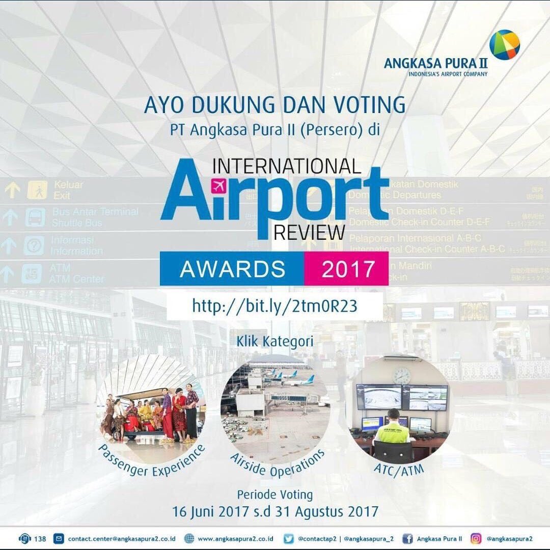 soettaairport's tweet photo. Tweeeeps, bantu vote @AngkasaPura_2 yuk di Intl Airport Review Award 2017 via https://t.co/hz4bV2bA6Z terima kasih https://t.co/h1MPMAtaxD