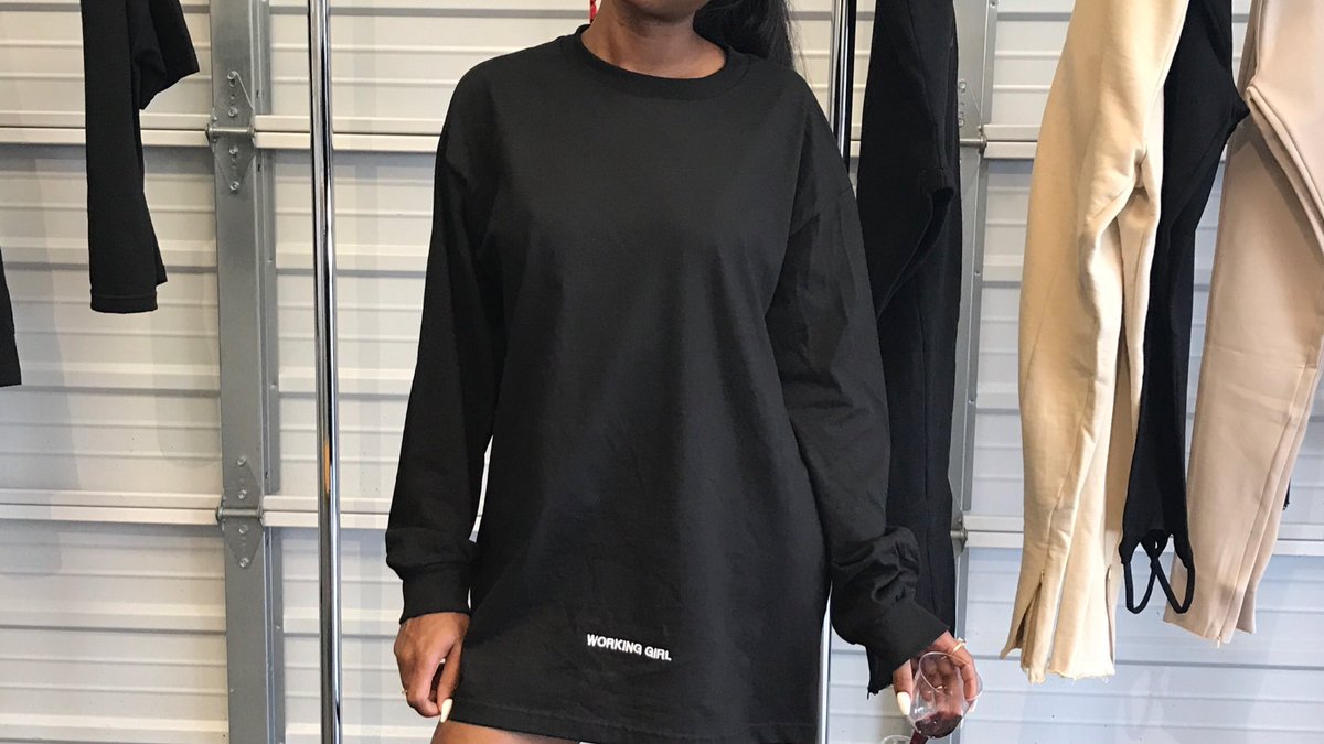 GirlsWorking's tweet image. The New Standard Logo Longsleeve T-Shirt by @girlsworking (9PM PST / 12AM EST) Briana is Wearing a Small. #WorkingGirl ❤️
