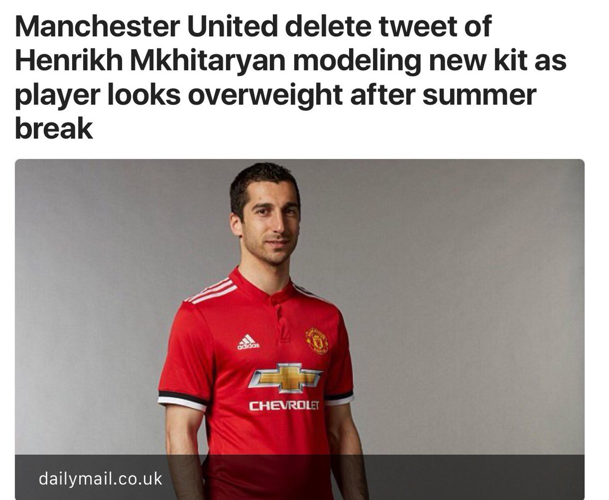 Manchester United delete 'overweight' Mkhitaryan tweet