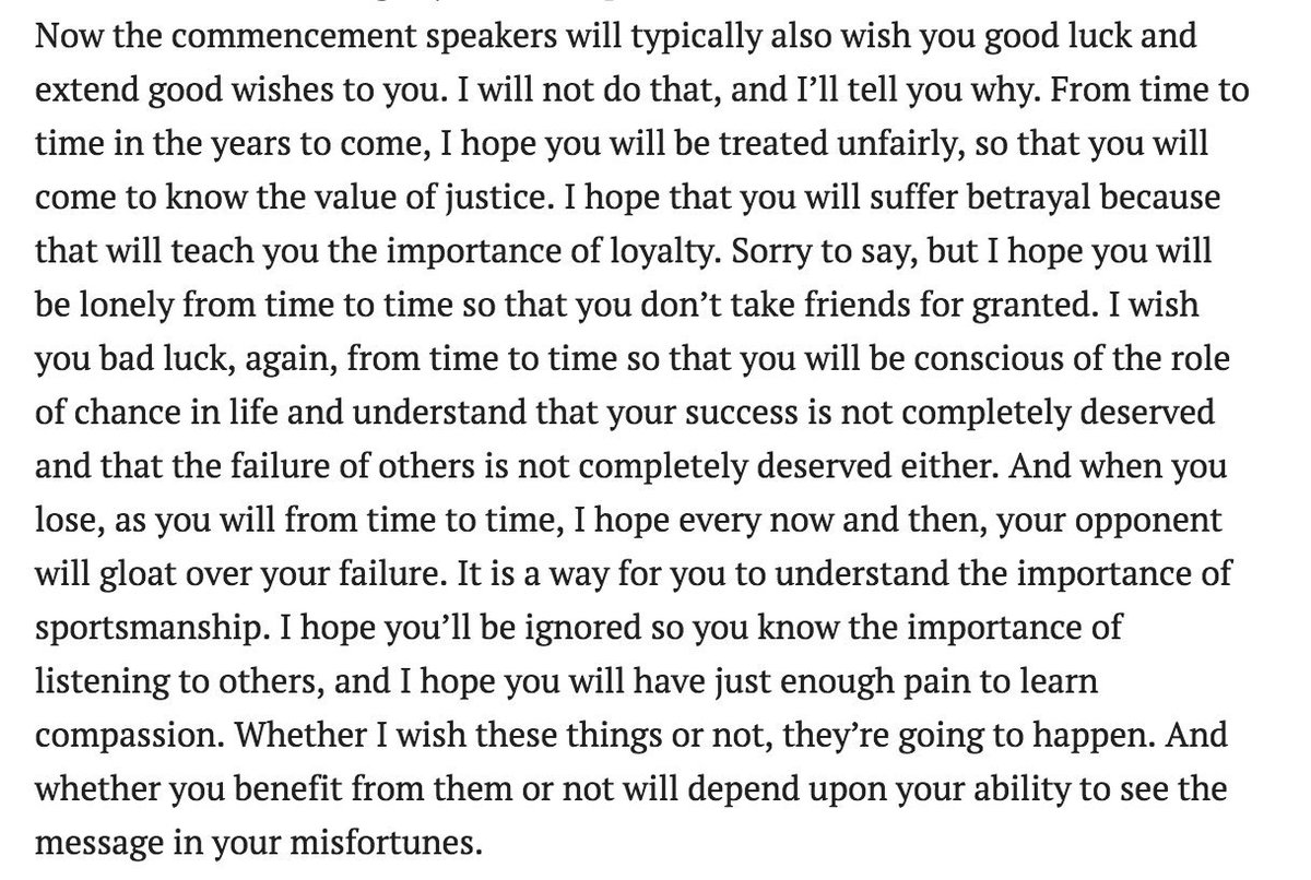 I wish you bad luck. -Chief Justice John Roberts Still my favorite  graduation speech and hardest advice to apply to one's own kids in my  experience, image size:1200x806