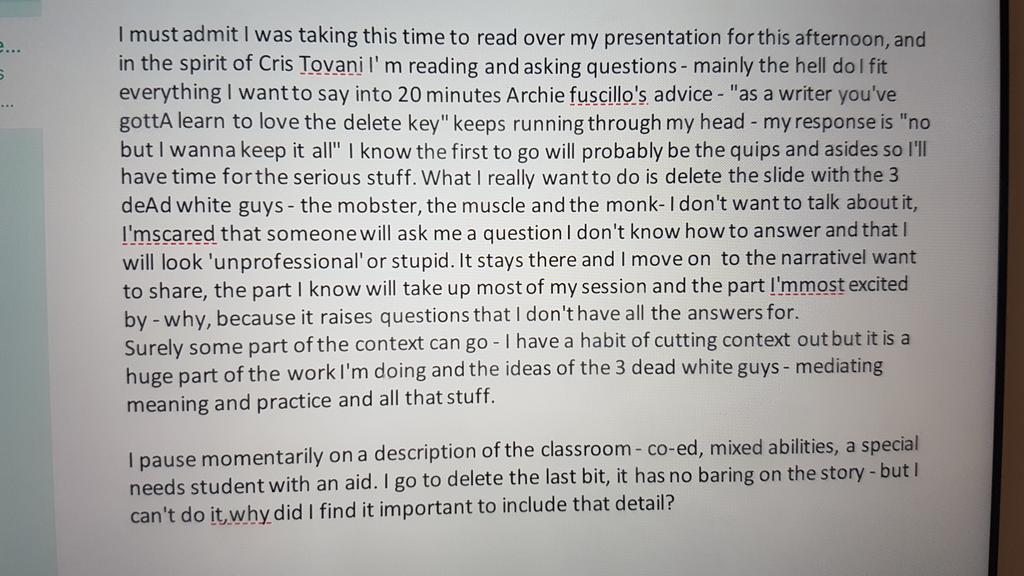 edu_narellewood's tweet photo. Writing from the Stella workshop @scottbulfin #stella2.0 #englit2017 #shiftpractice https://t.co/44QIuJayyT
