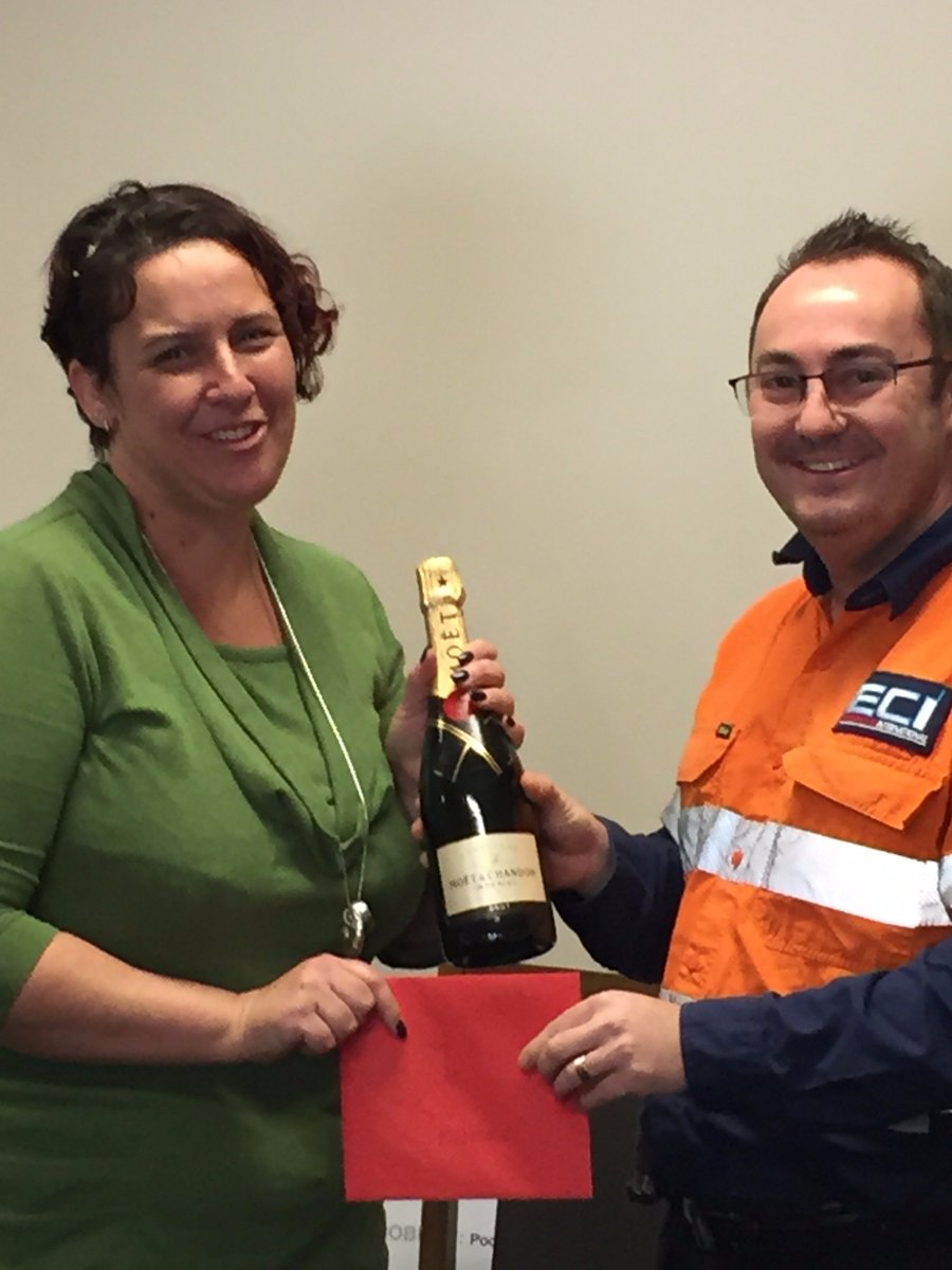 Jason Kell presenting Leanne Green with a thankyou present. #enduraclad