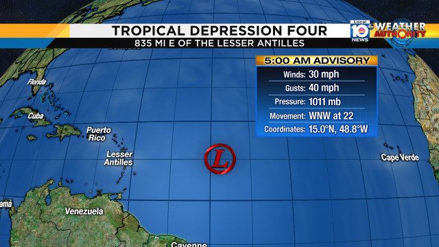 Tropical Depression less organized this morning. No direct threat to South Florida. #miami #FLL #FLkeys https://t.co/6bv7xx8Xi9