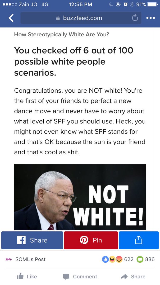ZainaK's tweet photo. @NameIsJosephine  this is a buzzfeed quiz called 'how white are you'. see how it congratulates someone for not being 'white enough' https://t.co/ggtHVYOXqS
