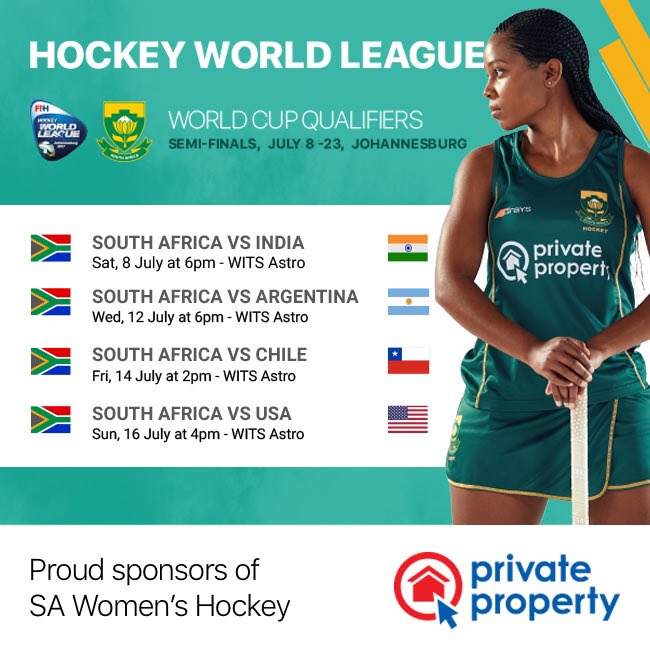 The Wonder Women are up against India to morrow at 6pm get down to WITS Astro to be part of the biggest hockey event to come to SA #HWL2017
