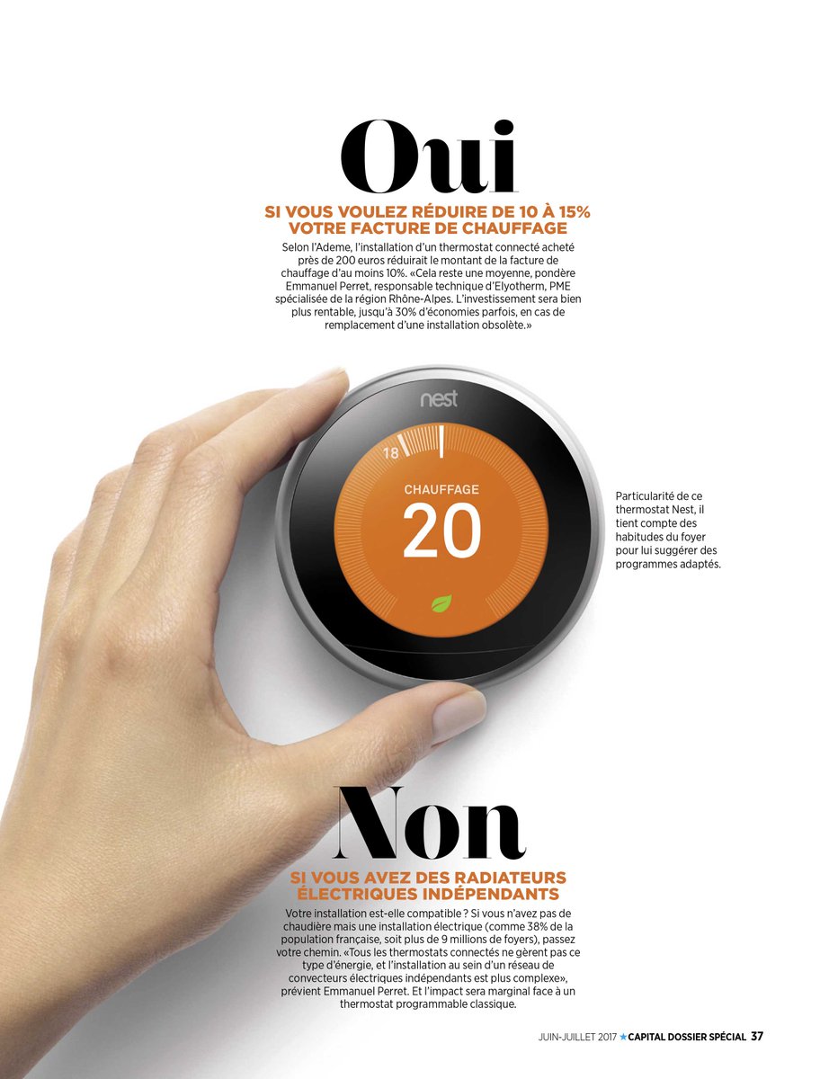 Faut-il passer au #thermostat #connecté ? Interview d'<a href="/ELYOTHERM/">ELYOTHERM</a> dans le numéro de 14 du <a href="/MagazineCapital/">Capital</a> - goo.gl/QYM9xv