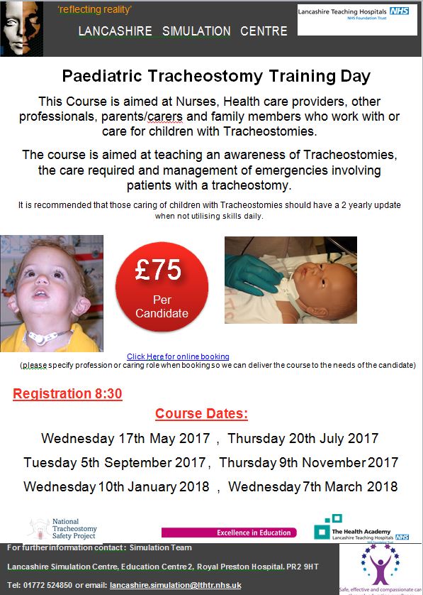 LancsHealthAcad's tweet photo. Caring for children with Tracheostomies? #paediatric #tracheostomy training event @MrSIMonLine, 20 July,  book here: https://t.co/rU2v5TpdIa https://t.co/0s7FfnT76H