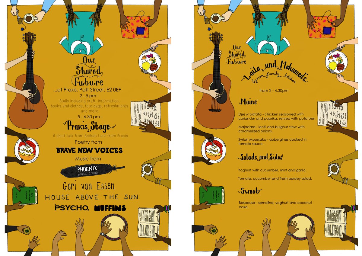 Beth_Capper's tweet image. This Sat 8th, 2-6.30pm, Celebrating #Refugees! Come for Syrian #Food, Facepainting, #Craft, Clothes, #Poetry, #Music #BethnalGreen E2 0EF