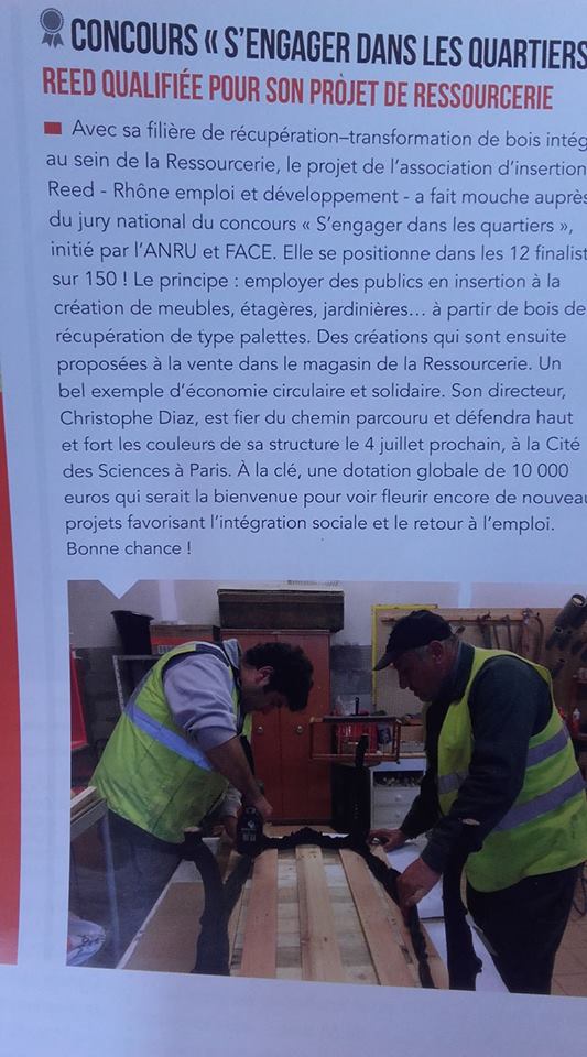Notre atelier bois fait partie des 3 projets sélectionnés dans la catégorie Insertion professionnelle au concours #sengagerpourlesquartiers!