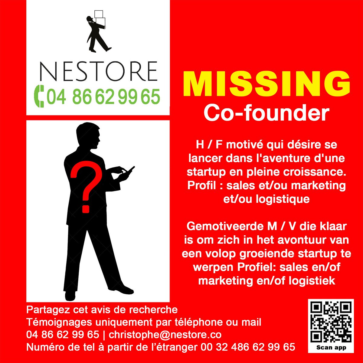 Nestoreco's tweet photo. PLEASE RE-TWEET THIS 
Nestore is looking for a co-founder 100% committed to the project. 
send us a mail :  christophe@nestore.co https://t.co/GZEy1Wxmhj