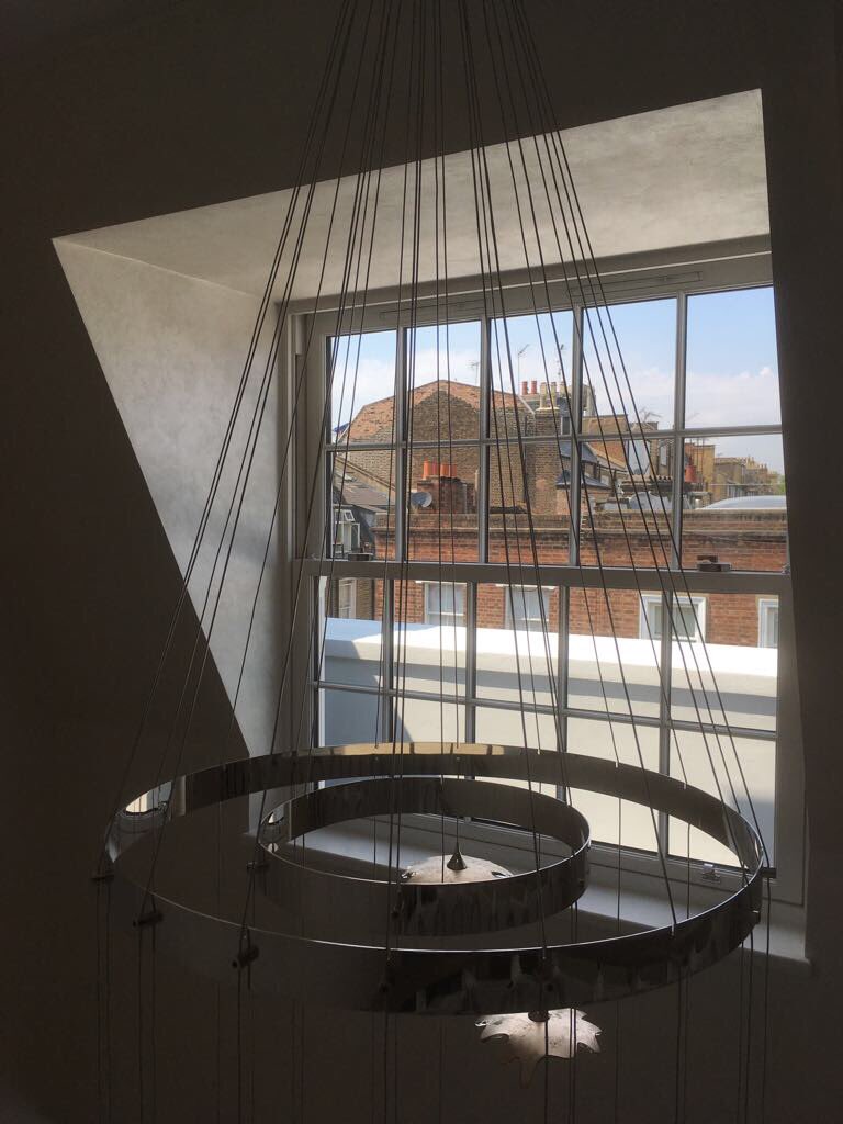 Soft silver #paintfinish to entire #stairwell and adjoining rooms #bespokewall #polishedplaster #luxurydesign #stair