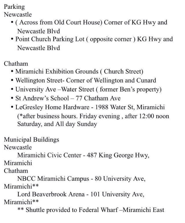<a href="/TallShipsMir/">Miramichi Tall Ships</a> Parking Areas:
<a href="/derekburchill/">Derek Burchill</a> @DougTrevors <a href="/DTMiramichi/">DowntownS Miramichi</a> <a href="/MiramichiCofC/">Greater Miramichi Chamber of Commerce</a> @IrishFest2017 <a href="/DiscMiramichi/">Discover Miramichi</a> @Miramichiparadi
