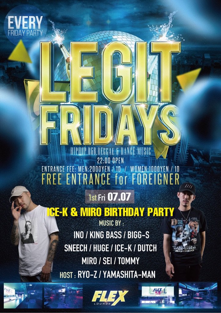 今夜の #レジフラ はICE-KとMIROのBIRTHDAY BASH😏
今夜もお得に遊びたい方、連絡くださいな☝️