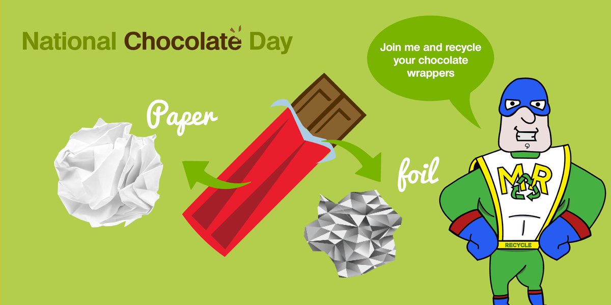 MikeLRecycle's tweet photo. Today is #WorldChocolateDay remember to recycle your wrapper whether it is foil, paper or card. #recycling https://t.co/ycStsar0bV