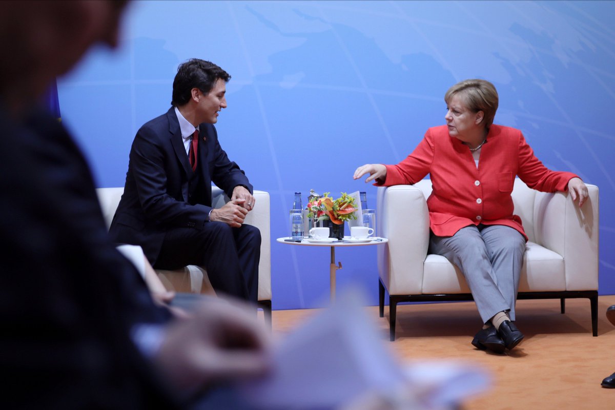 Early morning meeting with Chancellor Merkel focused on CETA and climate change ahead of the #G20 Summit in Hamburg.