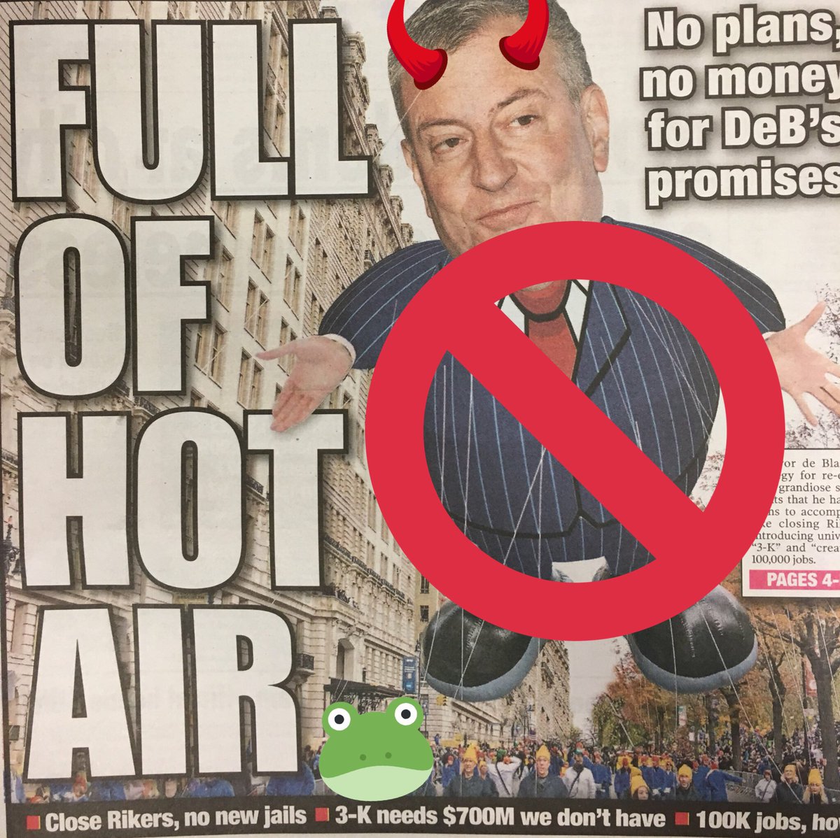 paulypkny's tweet photo. Good Morning Patriots #MAGA🇺🇸 @BilldeBlasio = #AntiCop #AntiAmerican #Libtard #BacksTurned #DumpDeblasio #BigBird @BoDietl For NYC #Finest https://t.co/xvelEyB2DH