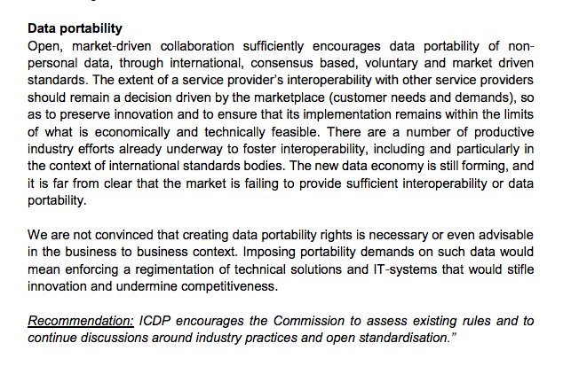 ICDPEU's tweet photo. @CnectCloud The tech industry community advise against the EU mandating data portability in the B2B context. More information: https://t.co/pG6MnmrPeS https://t.co/fwuukHTeR6