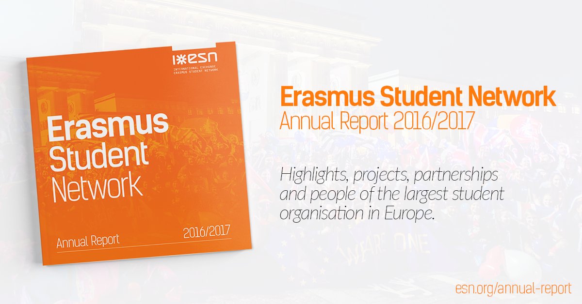 ESN_Int's tweet photo. We are proud to release our Annual Report 2016/2017! Highlights, projects, partnerships and much more on https://t.co/meWUtX57Zj https://t.co/u5iuL5anuM