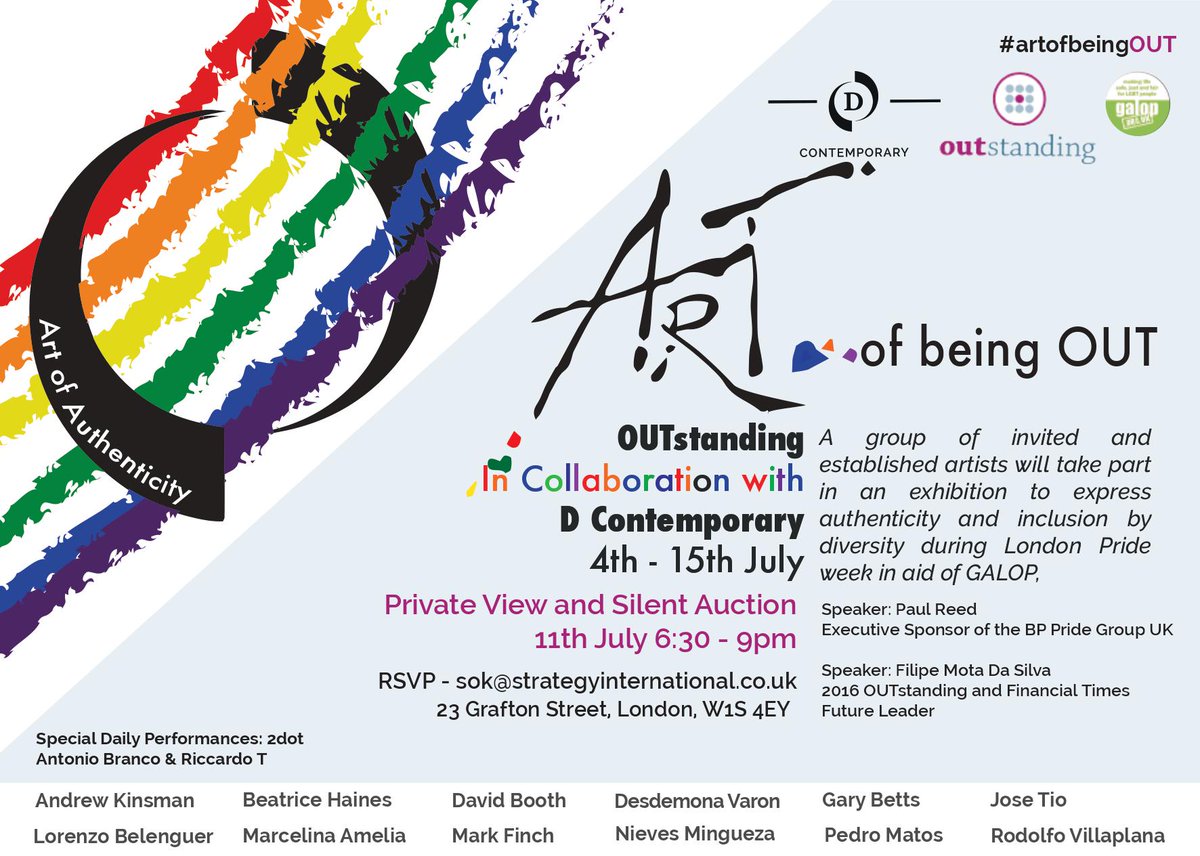 OUTstandingiB's tweet photo. @dcontempart still have space for you to join us at the #artofbeingOUT private view and fundraiser, in aid of @GalopUK ...don't miss out! https://t.co/wmZLTV2lQK
