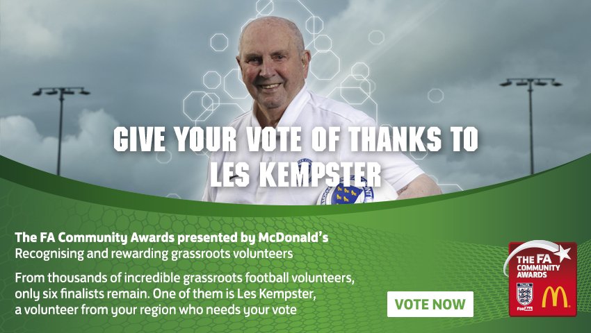 SussexCountyFA's tweet photo. 🗳️ Nominations now open for The FA People’s Award - vote for Les Kempser via: https://t.co/aq8ThzRdxR #FACommunityAwards #SussexFootball https://t.co/jMdTxQoykm