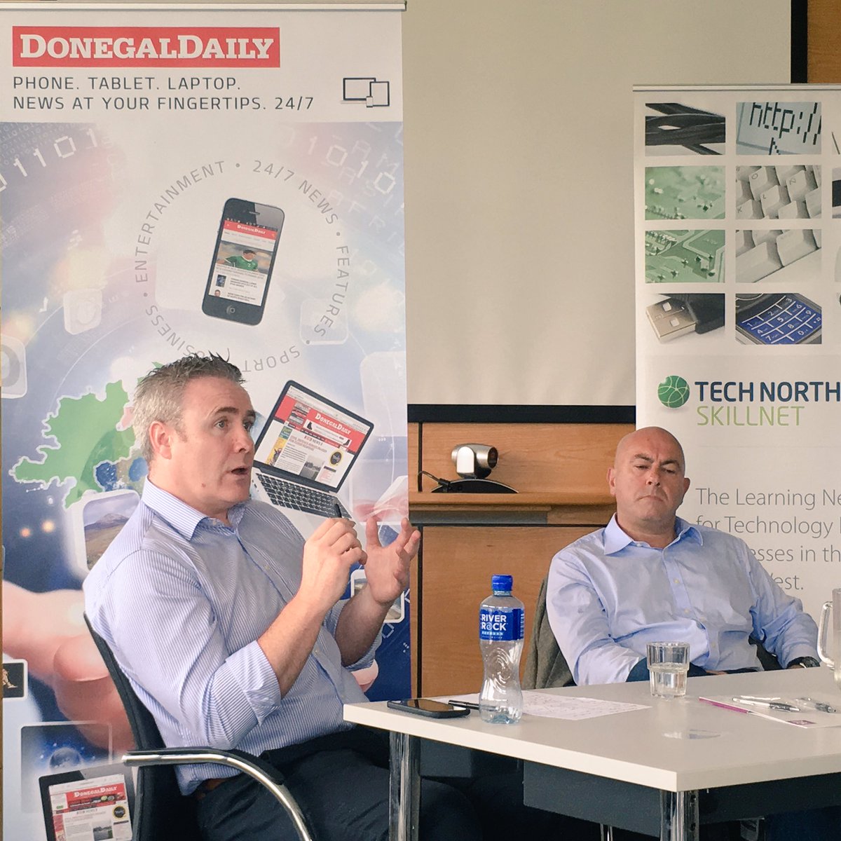 DonegalDaily's tweet image. John Gildea and Stephen Maguire of Donegal Daily telling our story at the first #CoLabChat at the Colab, LYIT.  #business #donegal #media