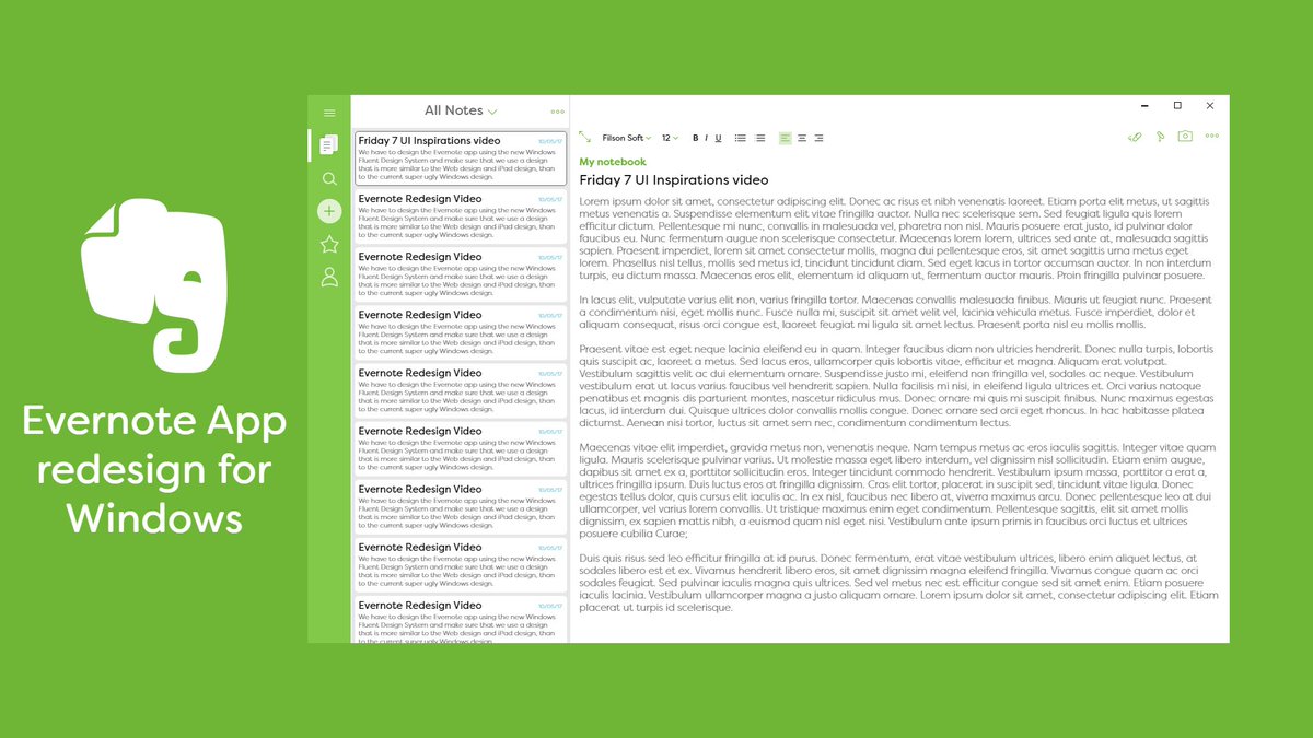 appuiinspire's tweet photo. Today's video it's about redesigning the @evernote app for @Windows. #MadeWithAdobeXD. Here is the speedart: https://t.co/O8Q7fGhbU8 https://t.co/4HDsJGorJf