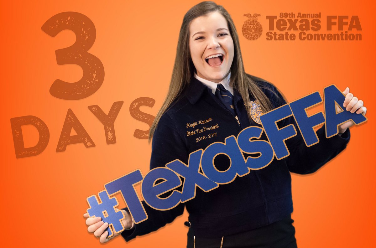 TexasFFA's tweet photo. 3 days until the 89th Annual Texas FFA Convention! #TexasFFA #RelentlessFFA https://t.co/4Efo2tlwUV