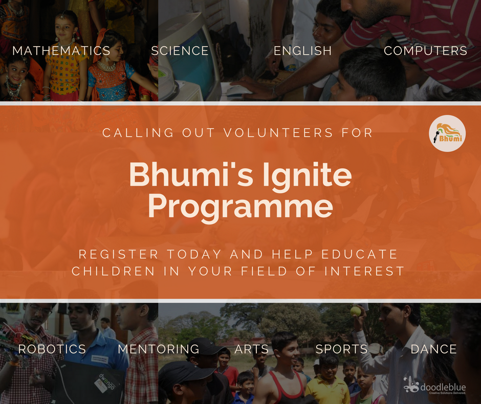 BhumiOrg's tweet image. We are seeking volunteers to help educate children in disciplines covered in our #Ignite curriculum! Register at bhumi.ngo/volunteer/