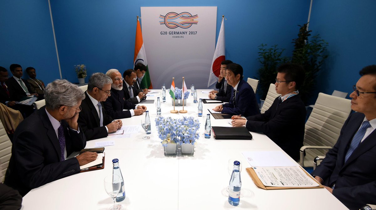 PM Narendra Modi meets Japan 's PM Abe Shinzo on sidelines of G20 Summit