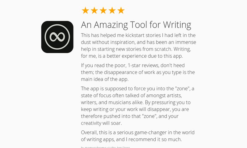 FlowstateApp's tweet image. 5 Star Review: &quot;An Amazing Tool for Writing: This has helped me kickstart stories I had le…&quot; launchkit.io/reviews/ZUynSa…