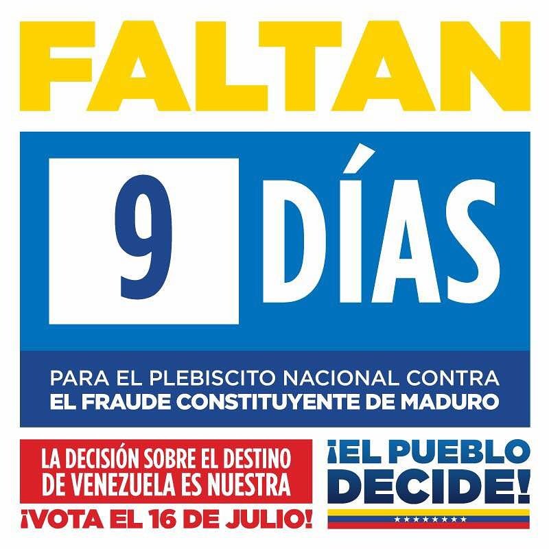 rescatemos_vzla's tweet photo. Faltan 9 días para que los venezolanos se expresen y decidan el futuro de #Venezuela
¡Juntos conquistaremos la libertad! #16JElPuebloDecide https://t.co/t2xBwvXKep