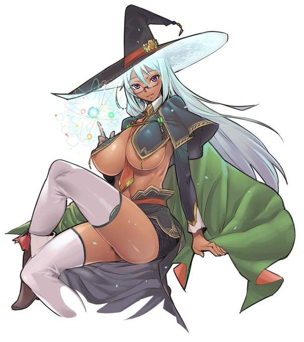 筆設定弄りついでに、褐色おっぱい魔女さんを描く。 