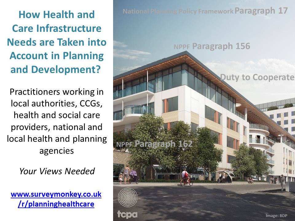 TCPAHealth's tweet photo. SURVEY: Health Infrastructure Needs in Planning Process? Your views needed to inform @theTCPA #healthyplanning work https://t.co/bmTl1cXgrv https://t.co/ZhVvJ23BDd