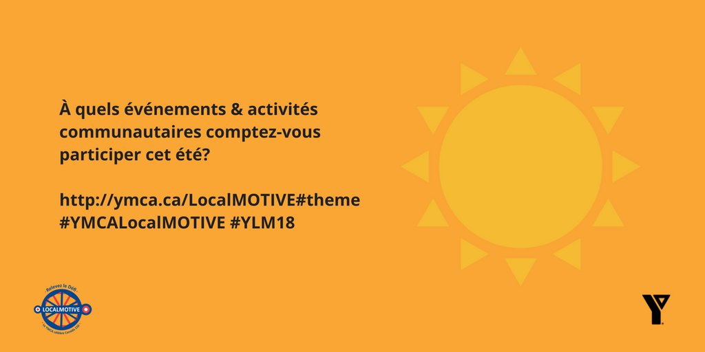 YMCA_Canada's tweet photo. Participerez-vous à des événements familiaux dans votre communauté cet été?
https://t.co/TGFNaUrG1F #YMCALocalMOTIVE #YLM18 https://t.co/0FvqF8M5dF