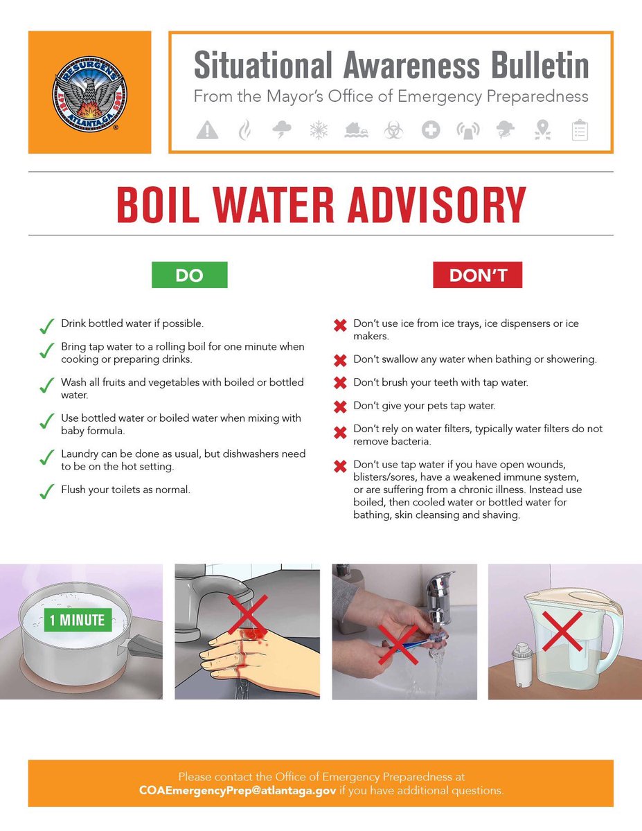 City of Atlanta, GA on Twitter "Good morning. Boil Water Advisory is
