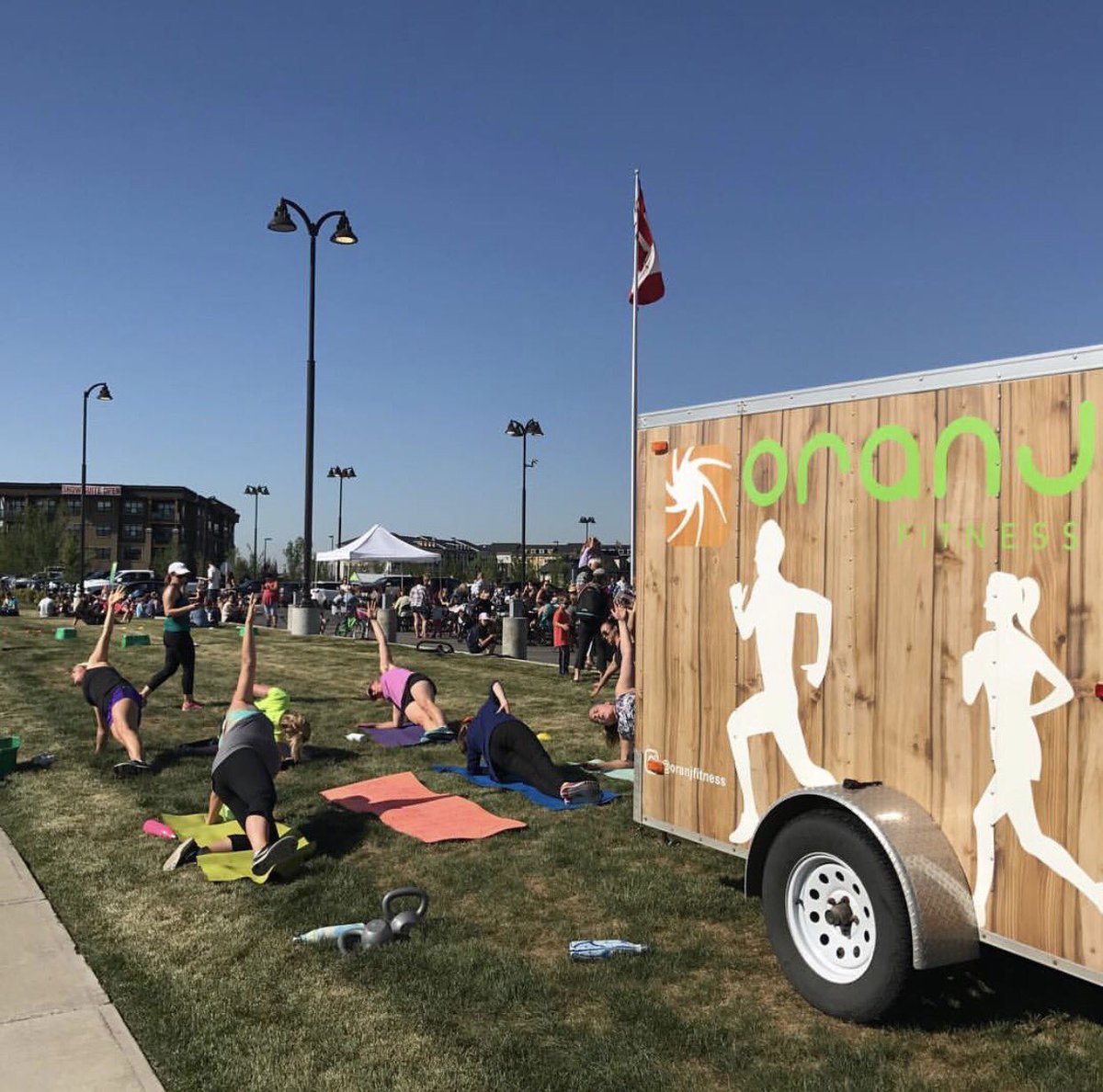 Our Airdrie team was making sure everyone is ready for #Stampede2017 with a little yoga at pancake breakfast! #boogyingeverydamnday