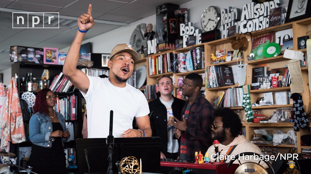 nprmusic's tweet image. "I didn't know it was actually, actually in an office." Watch Chance The Rapper (@chancetherapper) at the #TinyDesk. n.pr/2uJu1YF