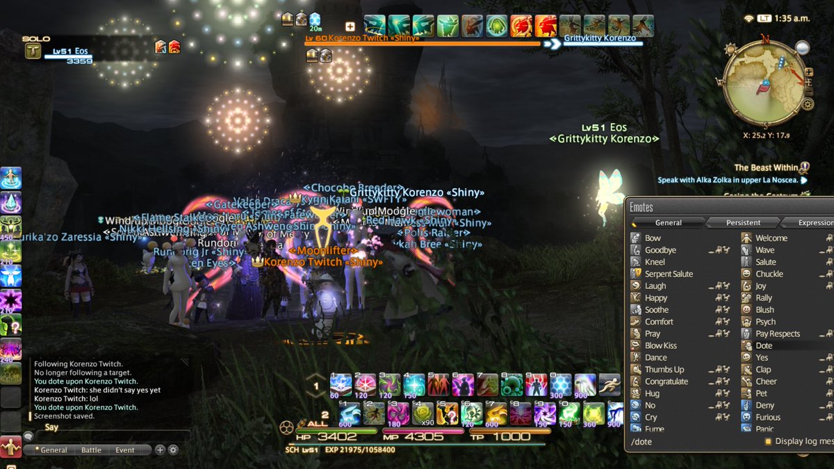 GrittyKittyK's tweet photo. #FlashbackFriday to when hubby @KorenzoLive proposed in-game &amp; our #FC was there w. #Fireworks ❤️ #FridayFeeling #FinalFantasyXIV #nodateset https://t.co/jhyhg6t90a