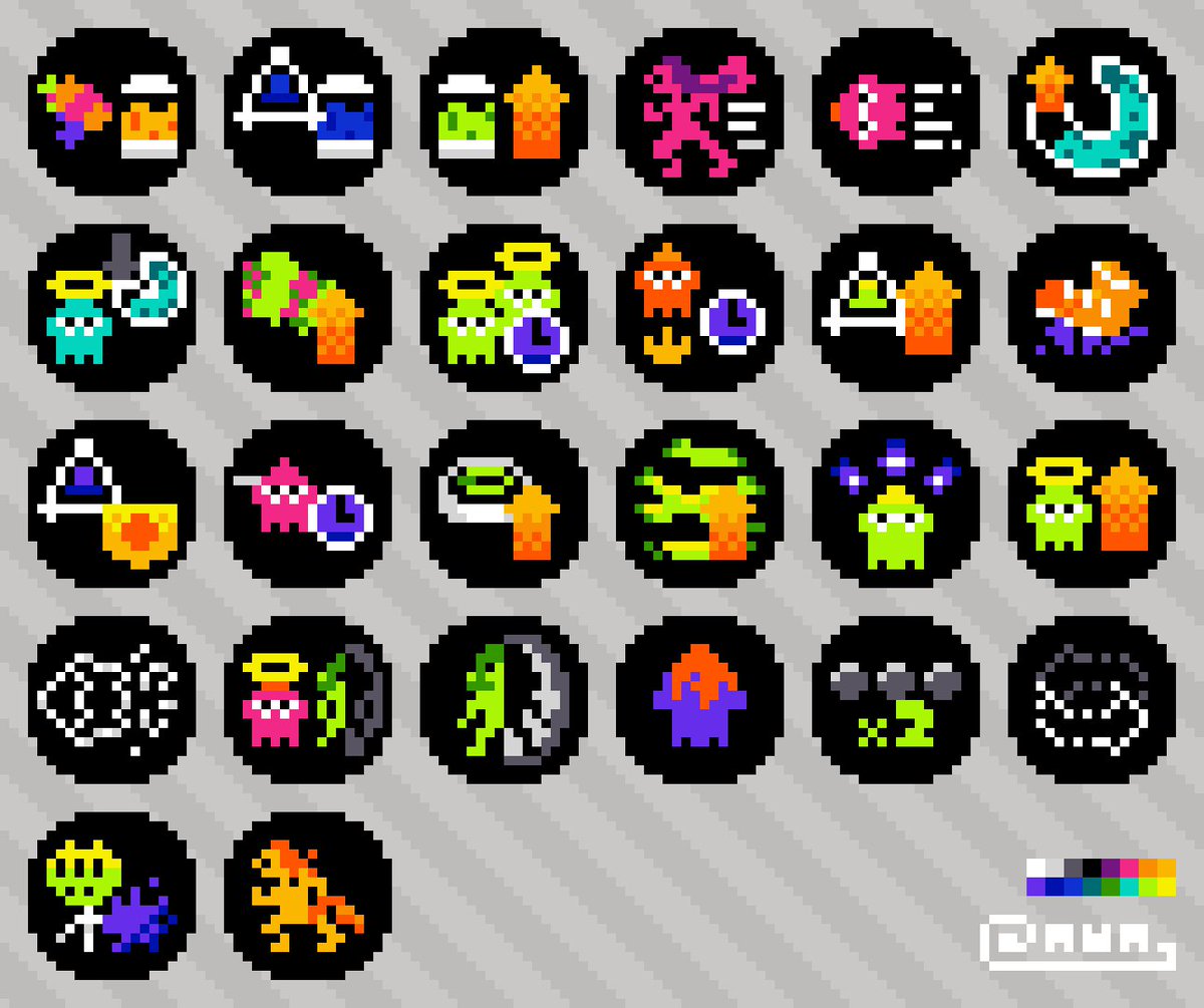 ヌン スプラトゥーン2のギアパワーをドット絵にした Splatoon2 Pixelart T Co Gau4wnoysc Twitter