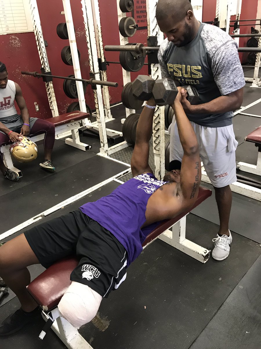KennyMoralesTV's tweet photo. Just a few days removed from having his leg amputated, Florida High alum Cam Brown is already back in the gym. https://t.co/pffpXxWWsp
