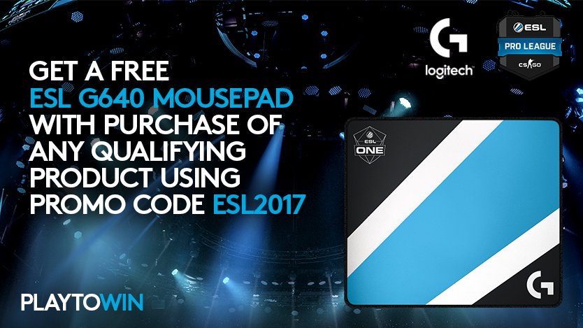 Logitech G Eslone Fans Get A Free Esl Mousepad With Purchase Of Any Qualifying Logitechg Gear With Promo Code Esl17 T Co Jpj5oky02c T Co Nupo7rvjf9