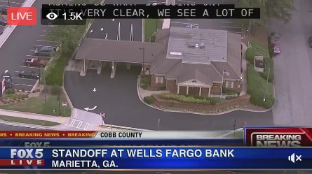 FOX5Atlanta's tweet photo. #BREAKING Watch Live - Coverage of the Wells Fargo bank in Marietta where police say a man claims to have a bomb.
https://t.co/R66LdlAM4k https://t.co/6A4sghRSad