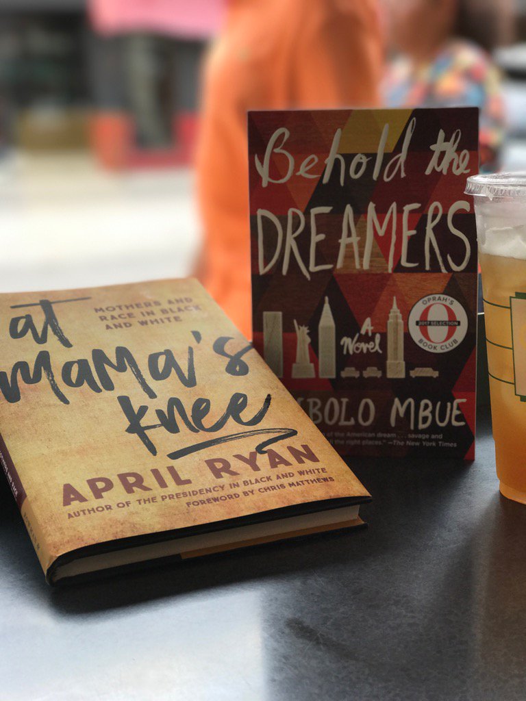 3LWTV's tweet photo. Ok ready to dive into these two new purchases.  #AtMamasKnee @AprilDRyan #beholdthedreamers #ImboloMbue @Oprah https://t.co/aami44lq7R