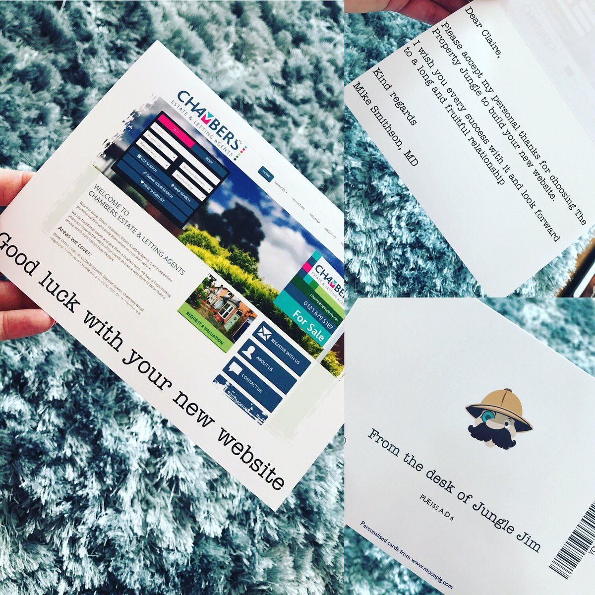 Chambers_EA's tweet photo. When @PropertyJungle send you a good luck with your new website card 👌🏻 #nicetouch #personaltouch #website #chambersestateandlettingagents https://t.co/dUjWtYHYOH